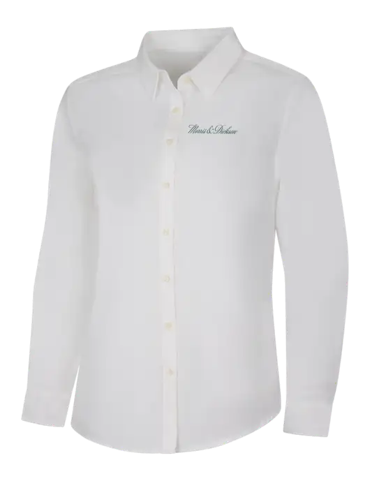 Womens White Long Sleeve Superpro React Twill Shirt w/Morris & Dickson Logo