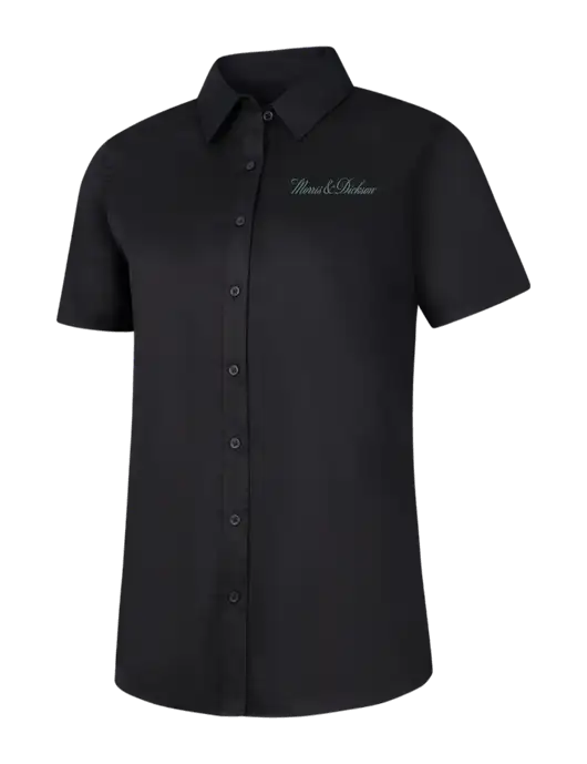Womens Black Short Sleeve Superpro React Twill Shirt w/Morris & Dickson Logo