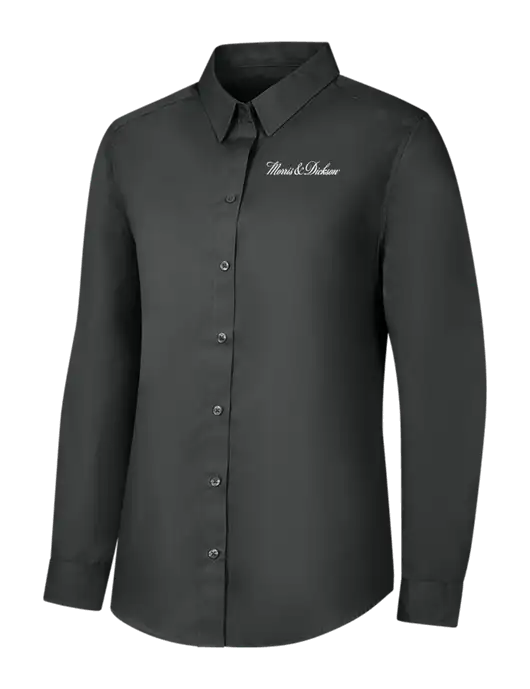 Womens Dark Grey Long Sleeve Carefree Poplin Shirt w/Morris & Dickson Logo