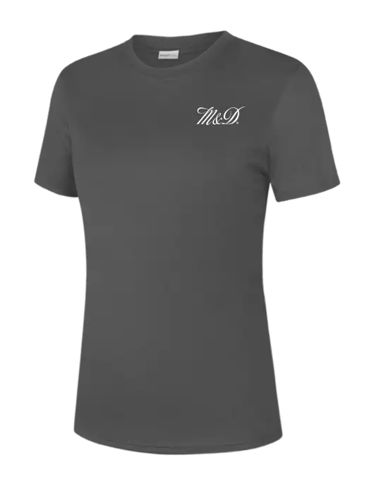  Womens Dark Grey PosiCharge Competitor Tee w/M&D Logo