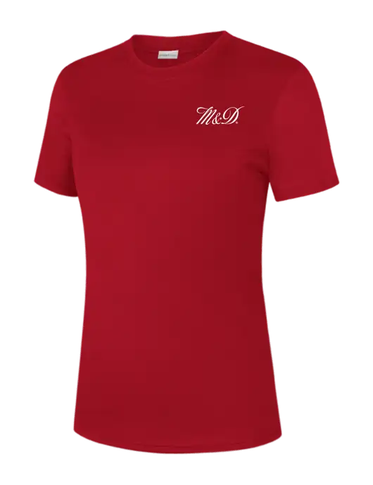  Womens Red PosiCharge Competitor Tee w/M&D Logo