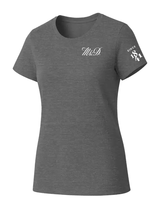 Womens Seriously Soft Grey Frost T-Shirt w/M&D Logo, Since 1841 Logo
