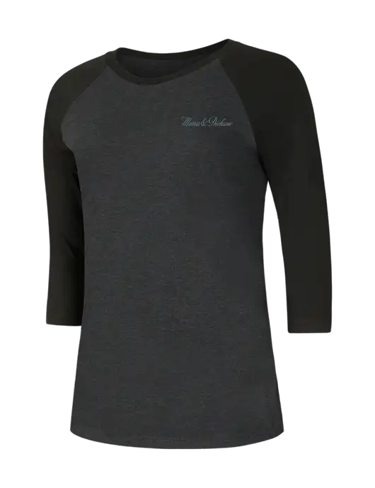 Womens Simply Soft 3/4 Sleeve Black/Black Frost Ring Spun Cotton T-Shirt w/Morris & Dickson Logo