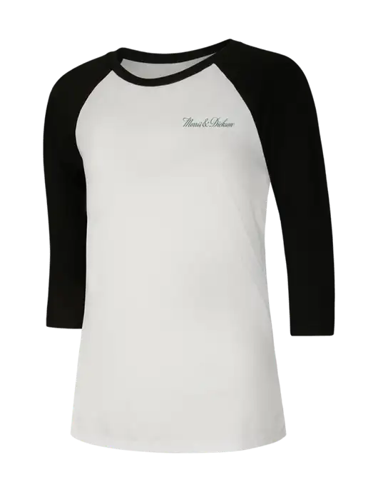 Womens Simply Soft 3/4 Sleeve Black/White Ring Spun Cotton T-Shirt w/Morris & Dickson Logo