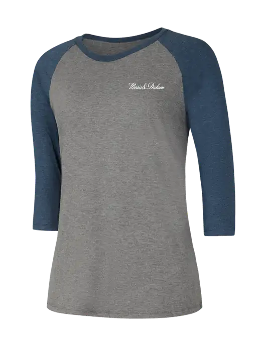 Womens Simply Soft 3/4 Sleeve Navy Frost/Grey Frost Ring Spun Cotton T-Shirt w/Morris & Dickson Logo