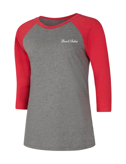 Womens Simply Soft 3/4 Sleeve Red Frost/Grey Frost Ring Spun Cotton T-Shirt w/Morris & Dickson Logo