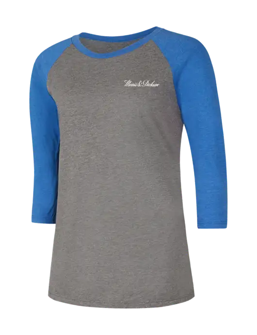 Womens Simply Soft 3/4 Sleeve Royal Frost/Grey Ring Spun Cotton T-Shirt w/Morris & Dickson Logo