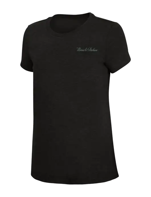 Womens Simply Soft Black 4.5oz Poly/Combed Ring Spun Cotton T-Shirt w/Morris & Dickson Logo