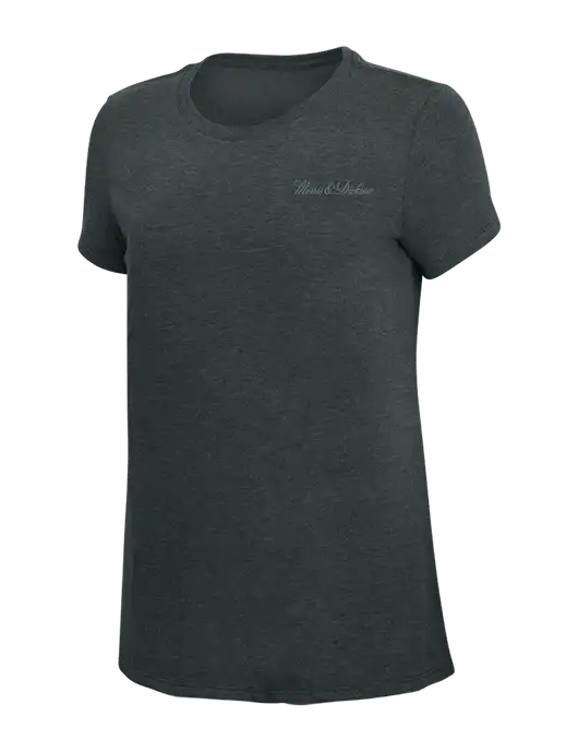 Womens Simply Soft Black Frost 4.5oz Poly/Combed Ring Spun Cotton T-Shirt w/Morris & Dickson Logo