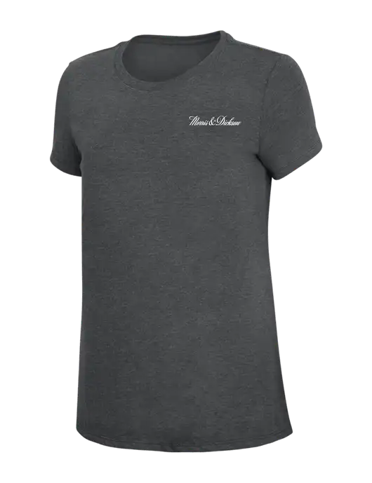 Womens Simply Soft Charcoal 4.5oz Poly/Combed Ring Spun Cotton T-Shirt w/Morris & Dickson Logo