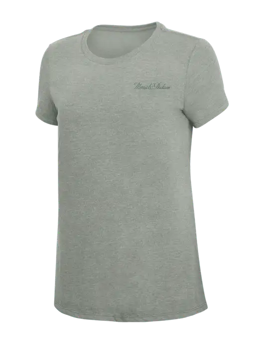 Womens Simply Soft Grey Frost 4.5oz  Poly/Combed Ring Spun Cotton T-Shirt w/Morris & Dickson Logo