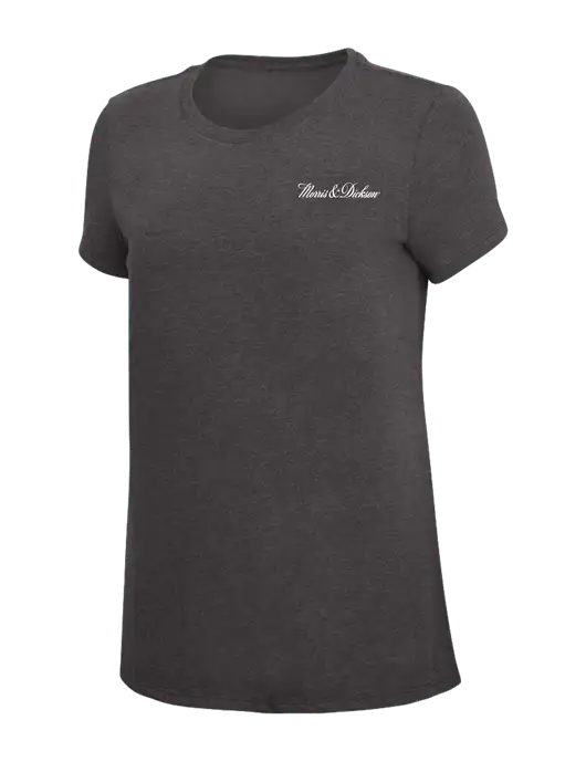 Womens Simply Soft Heather Charcoal 4.5oz  Poly/Combed Ring Spun Cotton T-Shirt w/Morris & Dickson Logo