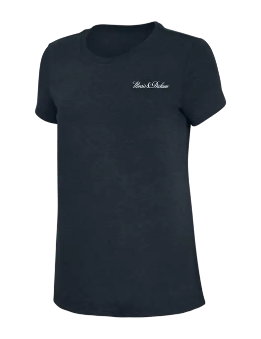 Womens Simply Soft Navy 4.5oz Poly/Combed Ring Spun Cotton T-Shirt w/Morris & Dickson Logo