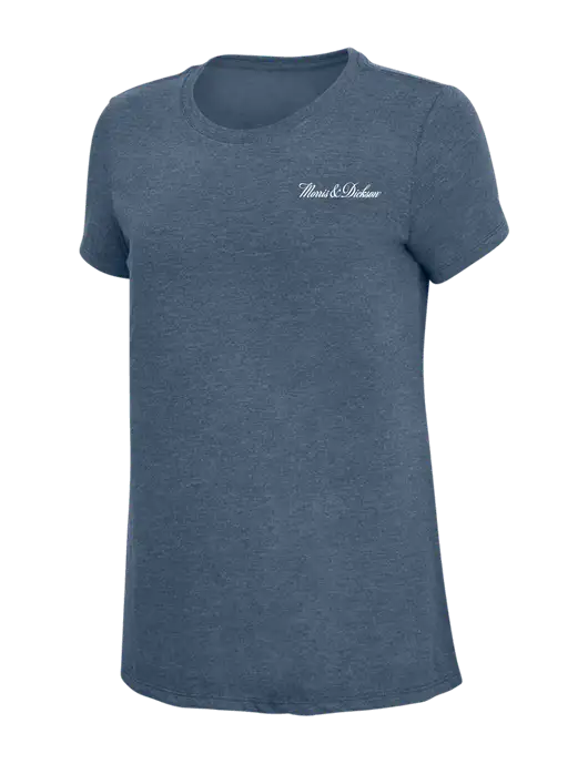 Womens Simply Soft Navy Frost 4.5oz  Poly/Combed Ring Spun Cotton T-Shirt w/Morris & Dickson Logo