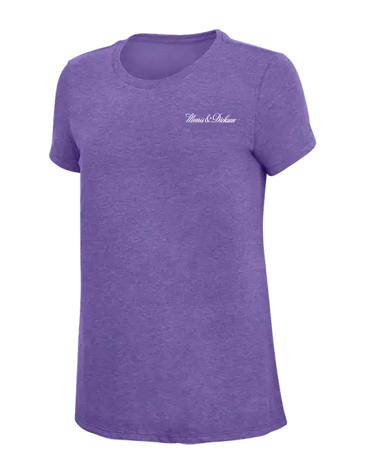 Womens Simply Soft Purple Frost 4.5oz  Poly/Combed Ring Spun Cotton T-Shirt w/Morris & Dickson Logo