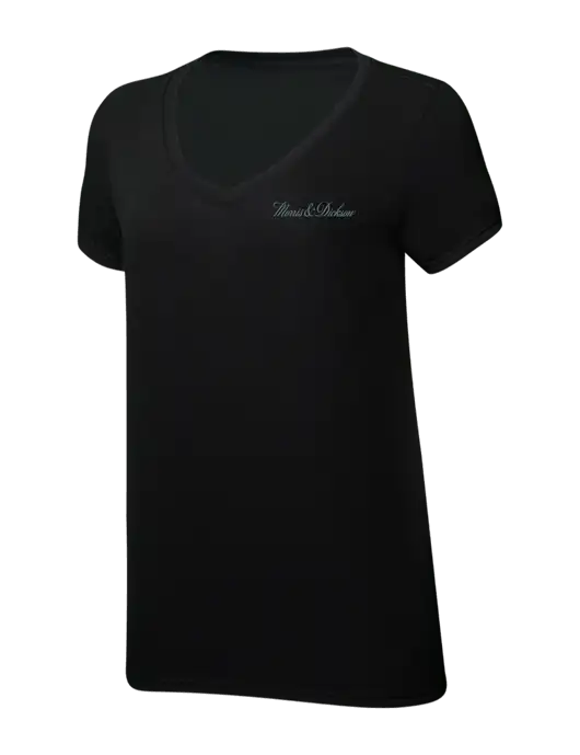 Womens Simply Soft V-Neck Black 4.5oz  Poly/Combed Ring Spun Cotton T-Shirt w/Morris & Dickson Logo