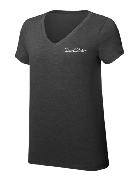 Womens Simply Soft V-Neck Black Frost 4.5oz  Poly/Combed Ring Spun Cotton T-Shirt w/Morris & Dickson Logo