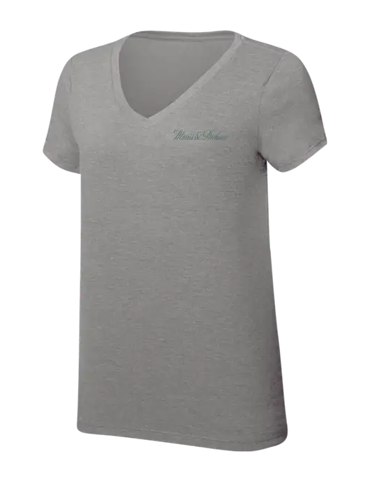 Womens Simply Soft V-Neck Grey Frost 4.5oz  Poly/Combed Ring Spun Cotton T-Shirt w/Morris & Dickson Logo