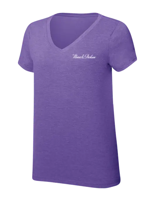 Womens Simply Soft V-Neck Purple Frost 4.5oz  Poly/Combed Ring Spun Cotton T-Shirt w/Morris & Dickson Logo