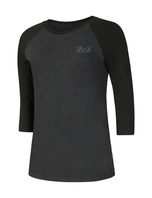 Womens Simply Soft 3/4 Sleeve Black/Black Frost Ring Spun Cotton T-Shirt w/M&D Logo