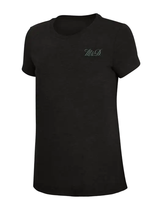 Womens Simply Soft Black 4.5oz Poly/Combed Ring Spun Cotton T-Shirt w/M&D Logo