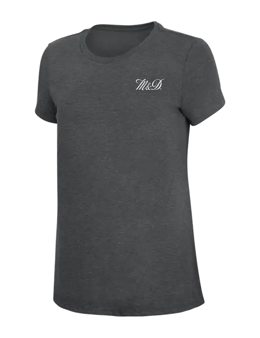 Womens Simply Soft Charcoal 4.5oz Poly/Combed Ring Spun Cotton T-Shirt w/M&D Logo