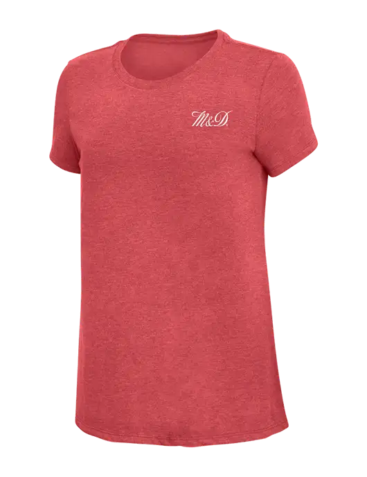 Womens Simply Soft Red Frost 4.5oz Poly/Combed Ring Spun Cotton T-Shirt w/M&D Logo