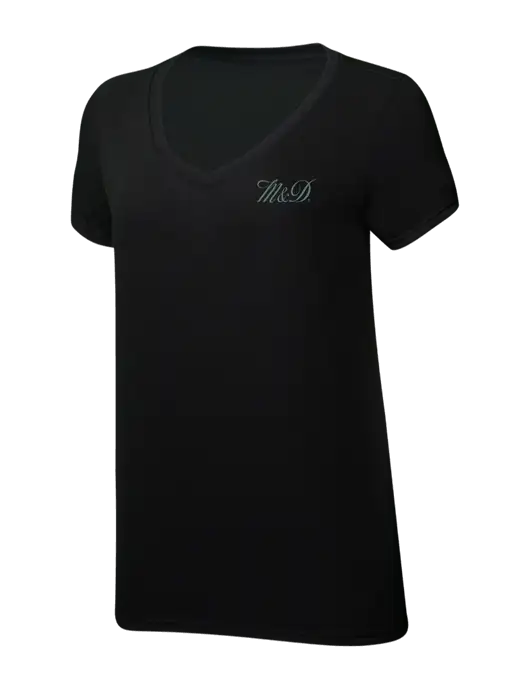 Womens Simply Soft V-Neck Black 4.5oz  Poly/Combed Ring Spun Cotton T-Shirt w/M&D Logo