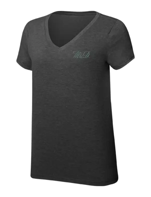 Womens Simply Soft V-Neck Black Frost 4.5oz  Poly/Combed Ring Spun Cotton T-Shirt w/M&D Logo