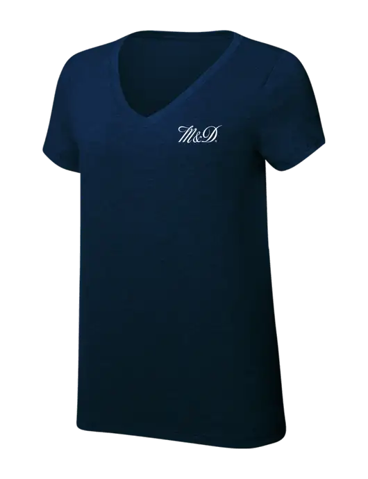 Womens Simply Soft V-Neck New Navy 4.5oz  Poly/Combed Ring Spun Cotton T-Shirt w/M&D Logo