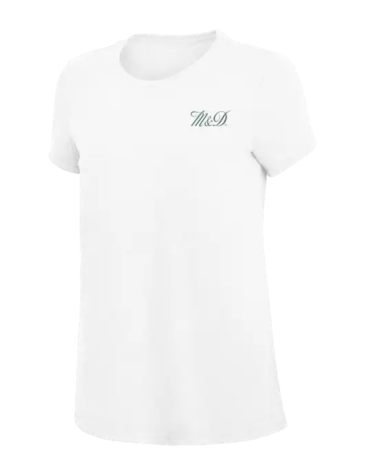 Womens Simply Soft White 4.5oz Poly/Combed Ring Spun Cotton T-Shirt
 w/M&D Logo
