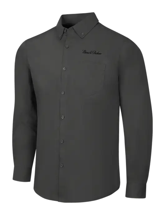Dark Grey Long Sleeve Carefree Poplin Shirt w/Morris & Dickson Logo