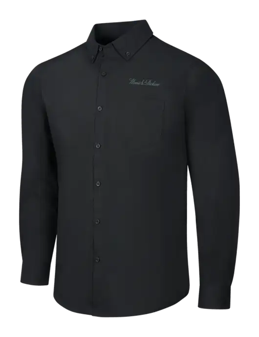 Black Long Sleeve Carefree Poplin Shirt w/Morris & Dickson Logo