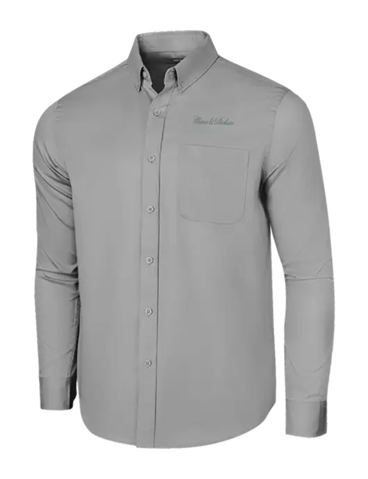 Long Sleeve Light Grey Superpro React Twill Shirt w/Morris & Dickson Logo