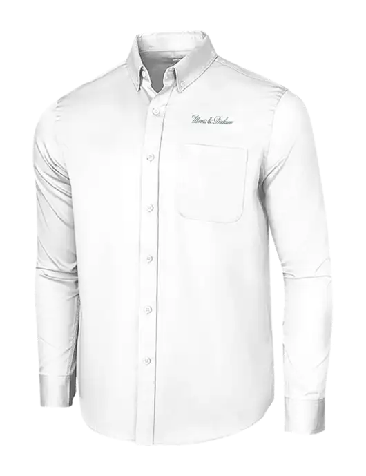 Long Sleeve White Superpro React Twill Shirt w/Morris & Dickson Logo