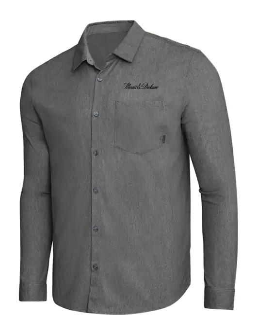 OGIO Dark Grey Heather Extend Long Sleeve Button Up Shirt w/Morris & Dickson Logo