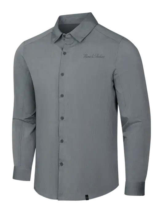 OGIO Medium Grey Heather Commuter Woven Shirt w/Morris & Dickson Logo