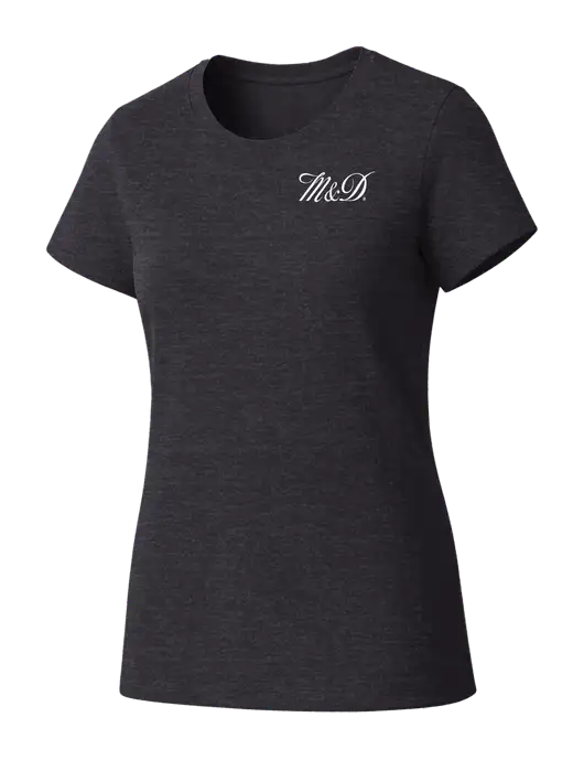Womens Seriously Soft Heathered Charcoal T-Shirt w/M&D Logo