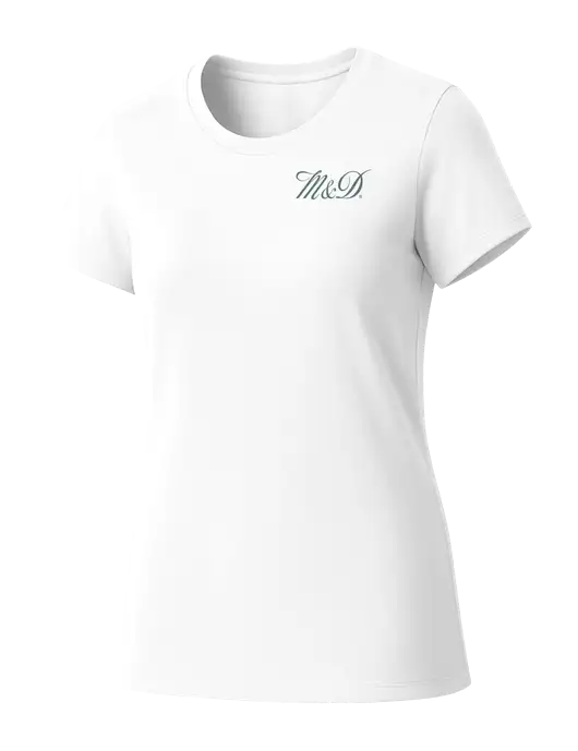 Womens Seriously Soft White T-Shirt w/M&D Logo
