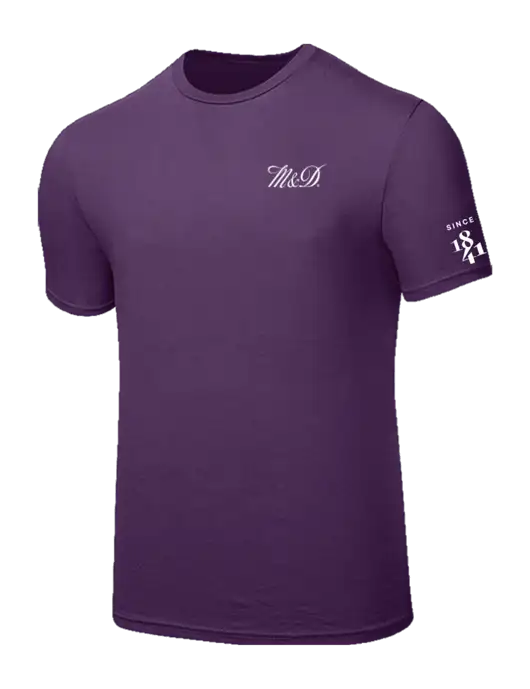 Seriously Soft Eggplant Purple T-Shirt w/M&D Logo, Since 1841 Logo