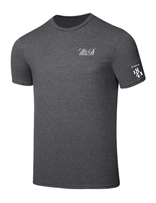 Seriously Soft Heathered Charcoal T-Shirt w/M&D Logo, Since 1841 Logo