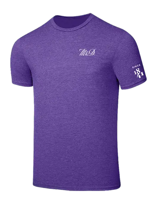 Seriously Soft Heathered Purple T-Shirt w/M&D Logo, Since 1841 Logo