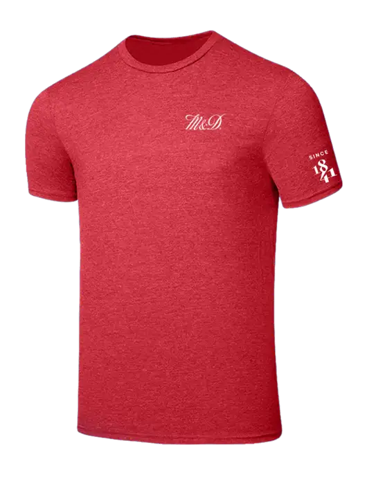 Seriously Soft Heathered Red T-Shirt w/M&D Logo, Since 1841 Logo