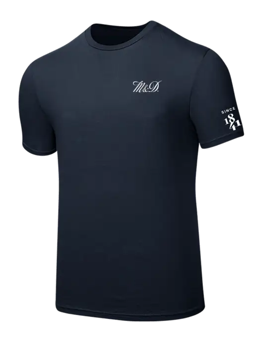 Seriously Soft Navy T-Shirt w/M&D Logo, Since 1841 Logo