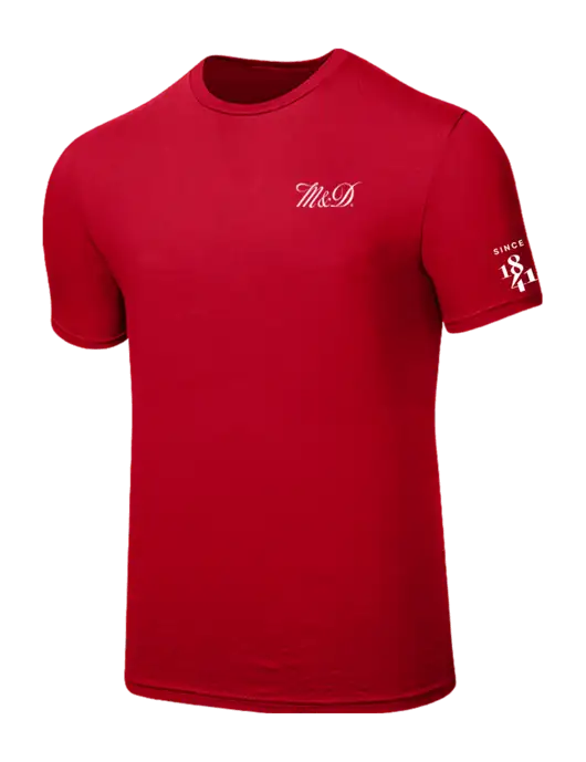 Seriously Soft Red T-Shirt w/M&D Logo, Since 1841 Logo