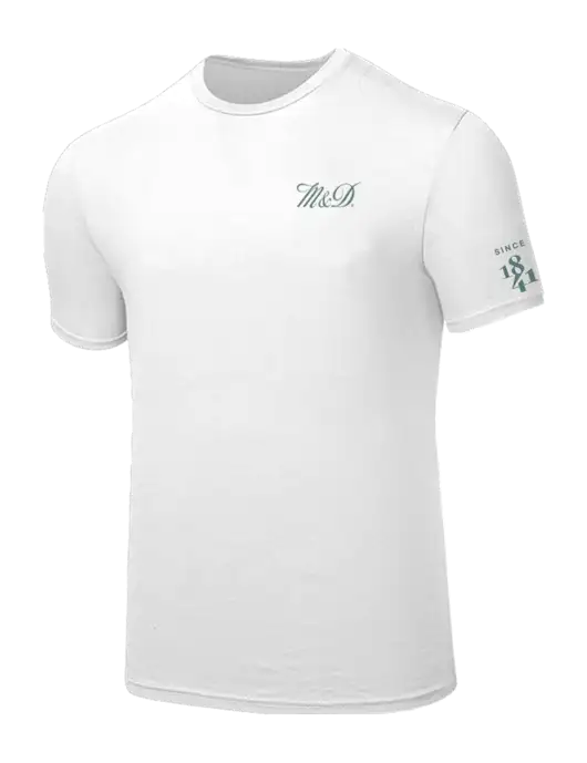 Seriously Soft White T-Shirt w/M&D Logo, Since 1841 Logo