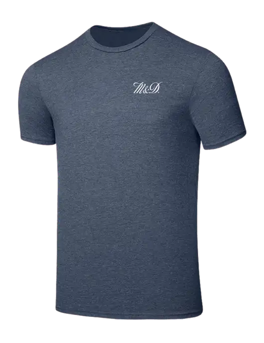 Seriously Soft Heathered Navy T-Shirt w/M&D Logo