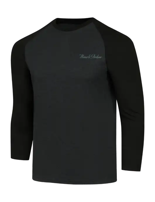 Simply Soft 3/4 Sleeve Black/Black Frost Ring Spun Cotton T-Shirt w/Morris & Dickson Logo