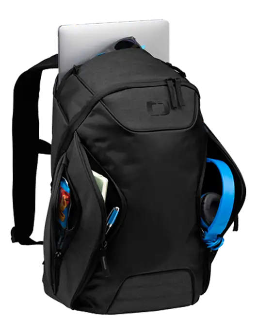 OGIO Black/Heather Grey Hatch Laptop Backpack
 w/Morris & Dickson Logo